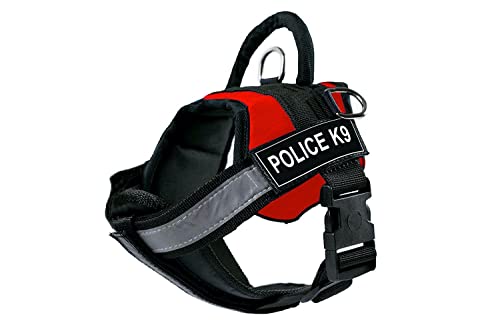 Image of 24x7 eMall Dog K9 Police Harness Dog Vest with Hook and Loop Straps and Handle and Adjustable (Medium - 22-28 Inch Girth, Red)