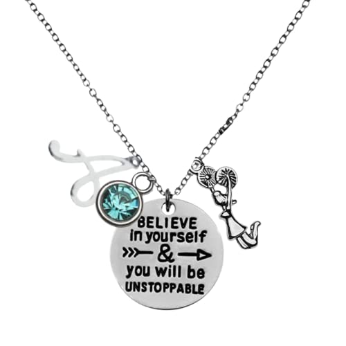 Personalized Cheer Necklace, Girls Cheerleading Believe In Yourself & & You Will Be Unstoppable Charm Pendant, Cheerleader Charm Necklace, Cheer Jewelry - Gift For Cheerleaders & Cheer Teams #TOP11