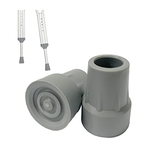 7/8 Inch Crutch Tips, Replacement Medical Drive Cane Tips for Elderly Disabled, 2 Pcs, Gray Cover