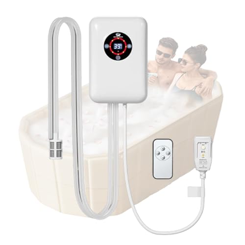 VCYEX Chauffage pour Piscine Chauffe Eau, Chauffage De Bain À Remous, pour Piscine Pliable, Baignoire Gonflable, Mini Piscine Adulte Gardez l'eau ChaudeWhite,8.6 * 5.8 * 2.9 inch