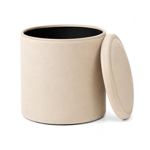 Image of Nurture& - Small Rounded Storage Ottoman - Ivory