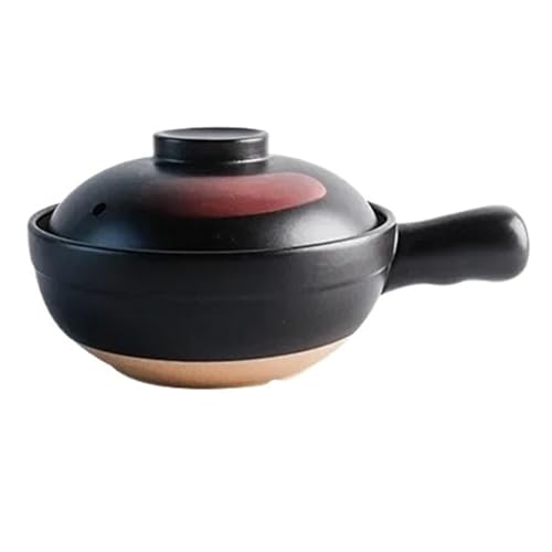 LSNNMU Cacerola Olla de Sopa, cazuela de Barro con Mango, Cacerola de cerámica, sartén de Cocina Resistente a Altas temperaturas for Estufa de Gas(Black)