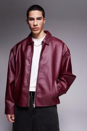Image of Men's Faux Leather Jacket | Premium PU Leather Casual Winter Jacket for Men | Stylish Zip-Up Streetwear Biker Outerwear for Travel Party Riding Daily Wear