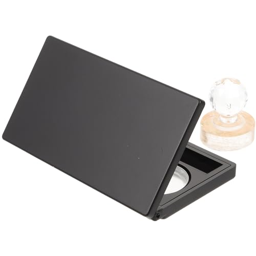 DECHOUS Paleta de Sombras Vacía con Espejo y Pans Redondos de Aluminio Estuche Rectangular Negro Mate para Maquillaje DIY Portátil y Reutilizable para Mujeres
