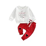 KOSUSANILL My First Valentines Day Baby Boy Outfit Clothes Newborn Infant My 1st Long Sleeve Crewneck Sweatshirt Pants Set