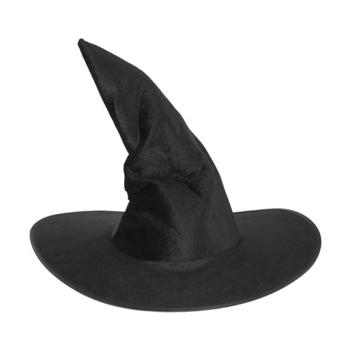 Tinoaly Halloween Hexenhut für Damen und Kinder Schwarzer Spitzer Gothic Zaubererhut mit Breiter Krempe Cosplay Kostümzubehör für Halloween Partys Cosplay Maskenball