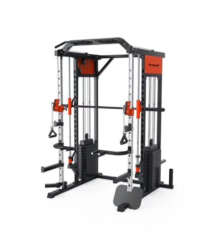 Strongway® Multi Gym Smith Machine with Weights 177KG Weight Stack Included - Multifunction Home Gym Dual Cable Pulley Dip Station Pull Up Bar Strength Training - Image 6