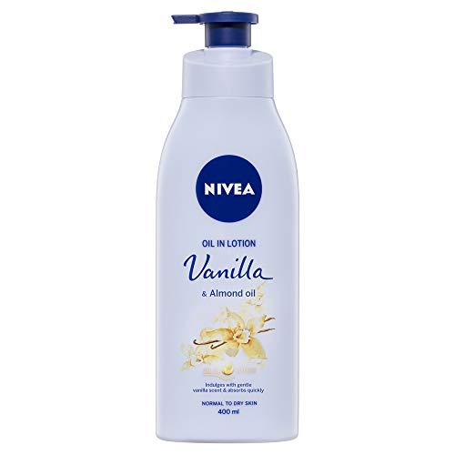 NIVEA Body Oil in Lotion Vanilla & Almond Oil. Fast-Absorbing & Scented Moisturiser for Normal to Dry Skin, 400ml