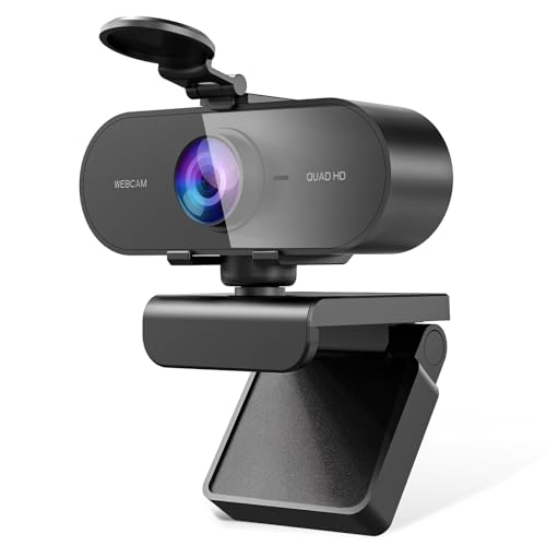 DDKJ Webcam mit Mikrofon Full HD 2K Kamera PC Laptop,USB Web Cam Plug&Play,Externe Streaming Camera,Mini Facecam Videokonferenz Face Cam für Computer MacBook Microsoft Teams Gaming Meeting Live