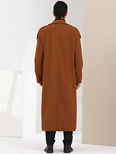 Image of Lars Amadeus Men's Winter Pea Coat Notch Lapel Double Breasted Solid Color Overcoat