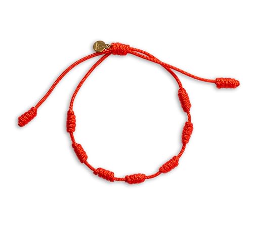 Red String Bracelet – 7 Knots Protection Amulet – Adjustable Kabbalah Good Luck Bracelet – Handmade Thick Red String of Fate for Women & Men – Durable & Stylish Design