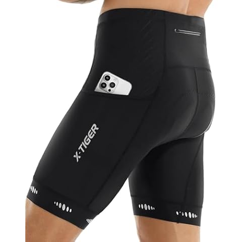 X-TIGER Men's Cycling Shorts with Back Pocket,5D Gel Padded Bike Shorts for Men,Mountain Road Biking Riding Half Pants Tights Cover