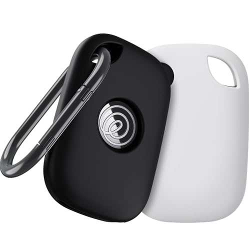 YWXTW [2 Pack] Silicone Case for Tile Pro 2024 Tracker Holder with Keychain, Anti Lost Soft Secure Protective Cover Finder for Keys, Bags, Cat Dog Collar Tag Accessories (Black+White)