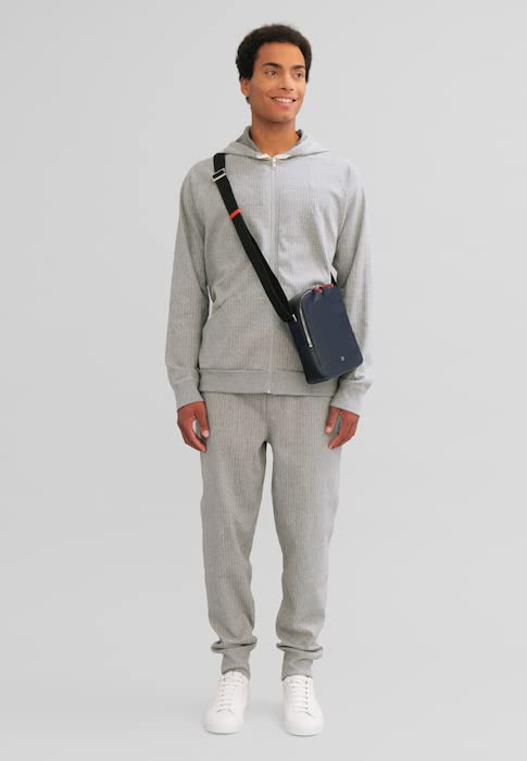Sac bandoulière en cuir véritable noir pour homme avec multi-compartiments