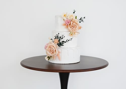 Decoración para pastel con Flores rosas y Pasto pampas beige miniatura 5