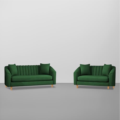Image of Doraldo 3 + 2 Seater Sofa Set for Living Room (Green) Premium Fabric Sofa