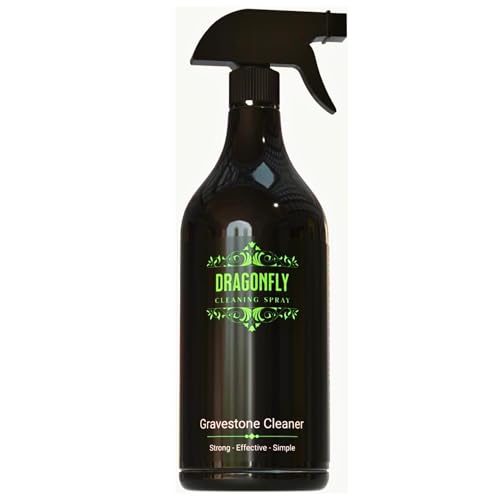 Dragonfly Gravestone Cleaner - Headstone Cleaning Spray | Patio Cleaner, Spray and Leave | Limescale, Mould and Mildew Remover | Safe for Granite, Marble, Limestone (1 Litre)