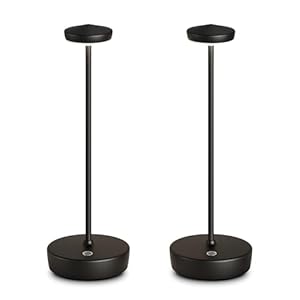2 Pack Rechargeable Cordless Table Lamps, 5000mAh LED Portable Table Light with 3 Color Stepless Dimming, Battery Powered Waterproof Table Lamp for Outdoor/Restaurant/Home/Dinner (Black)