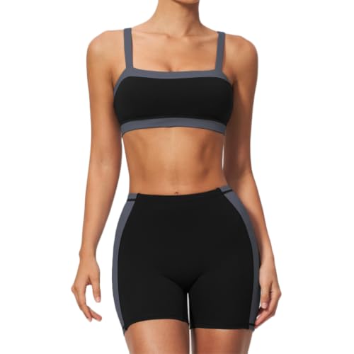 Conjunto de sujetador con almohadillas extraíbles y pantalones cortos para entrenar cómoda