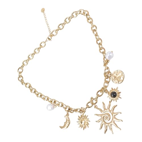 NLAIOUSL Collier à breloques soleil et lune, chaîne dorée, longueur réglable, bijoux tendance en acier inoxydable, chaîne réglable – vue 8