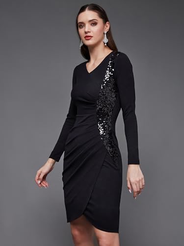 Image of Miss Chase Women's Sleeveless Collared Bodycon Above-Knee Polyester Dress