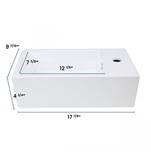 Renovators Supply Manufacturing Caske Countertop Vessel Sink 17 7/8 In. White Ceramic Rectangular Bathroom Sink With Overflow And Single Faucet Hole #TOP1