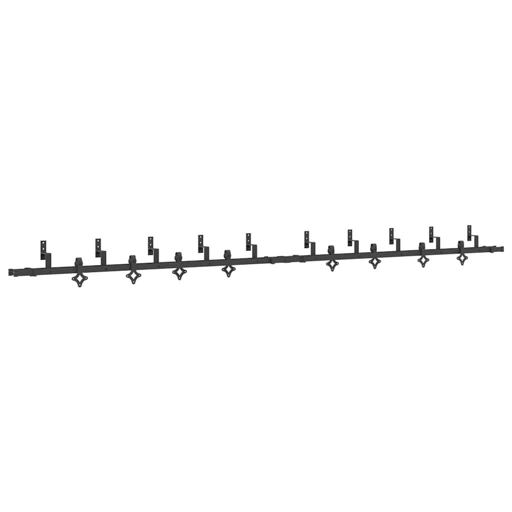 Kit de rieles para puertas correderas, 427 cm, de acero negro, para doble