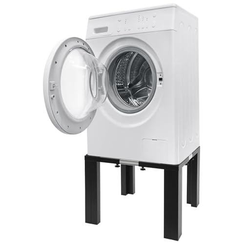 Stainless Steel Washing Machine Stand, Floor Standing Washing Dryer Stand, Adjustable Washer Dryer Refrigerator Base, Used for Bathrooms, Laundry Rooms, Balconies, Apartments, ect (Black)