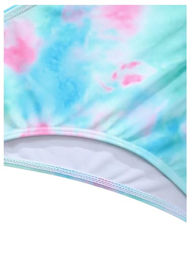 Image of WDIRARA Girl's Tie Dye Heart Print Bikini Set 2 Piece Swimsuits Spaghetti Strap Bathing Suits