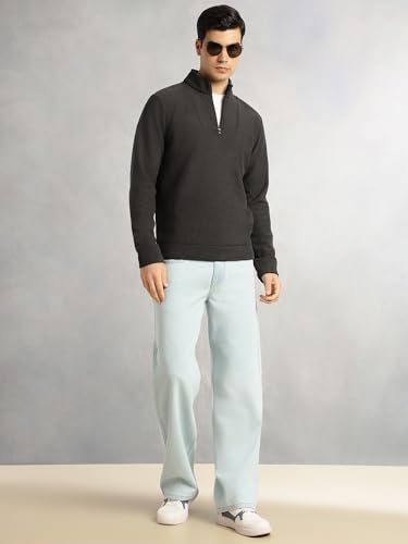Image of Thomas Scott Men's | Regular Fit | Long Sleeves | High Neck | Solid | 100% Polyester | Knitted | Sweatshirt | Dry Clean Only