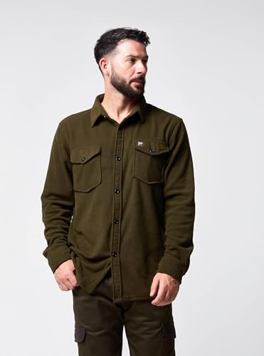 JACK PYKE Polar-Fleece-Hemd, dark olive, L