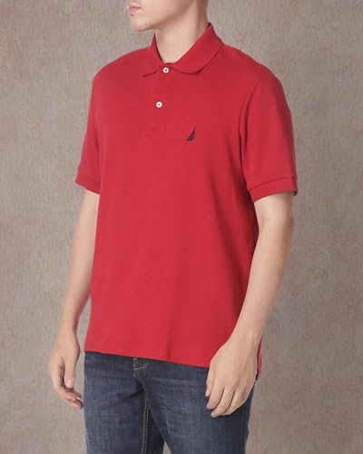 Image of Nautica Men's Classic Fit Short Sleeve Dual Tipped Collar Polo Shirt