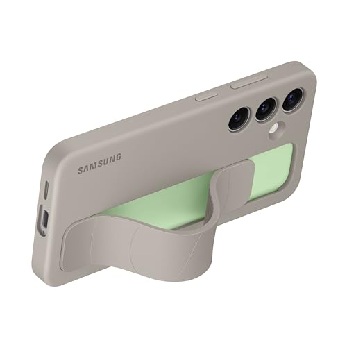 Image of Samsung Galaxy S24 Standing Grip Phone Case, Protective Silicone Case Cover with Hand Strap, Kickstand, Durable Design, Soft Touch, US Version, EF-GS921CUEGUS, Taupe