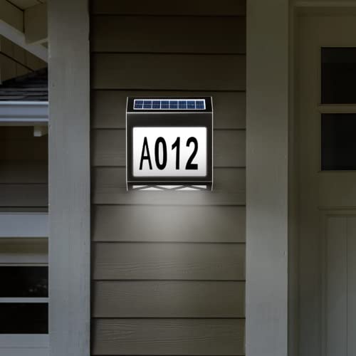 Solar House Numbers For Outside, Waterproof Solar Powered Led Wall Plaque, Illuminated Address Sign With Number & Letter Stickers, White Light Outdoor Address Plaque For Houses, Yards, Streets #TOP3
