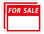 For Sale Signs, High Tack Self Adhesive Corriboard Signage, Ideal For Garage,Car,Yard and House For Sale Stickers, 280mm x 350mm, 2-Pack