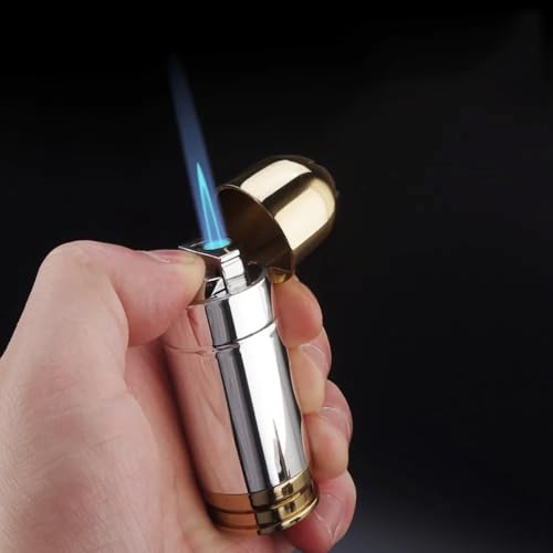 Encendedor antorcha azul de 3 pulgadas plateado y dorado miniatura 5