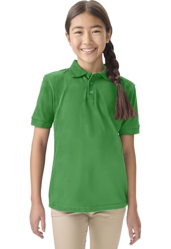 Image of Classroom School Uniforms for Boys and Girls Short Sleeve Pique Polo | Adult Fit, Matching Ribbed Collar, Banded Sleeves, Three-button Placket, Comfortable Fit, School Uniform Essential