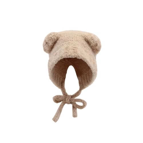 Bonnet laine chaud tricoté style bomber avec doublure peluche douce