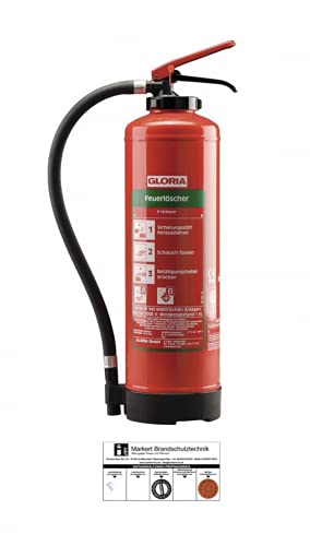 Gloria SE+6EASY- Bio-Schaum-Aufladefeuerlöscher mit Wandhalterung, einsetzbar an elektrischen Anlagen, EN3, 6 l, 10LE