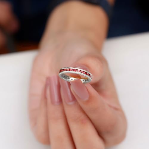 1.50 Ctw Channel Set Round Red Garnet 925 Sterling Silver Eternity Band Ring for Women | Wedding, Engagement Bridal Rings | Graduation Gift3