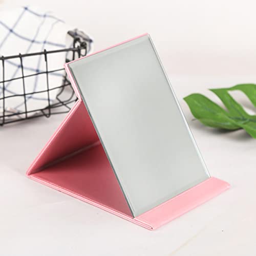 Espejo de maquillaje grande plegable con funda rosa para viaje miniatura 7