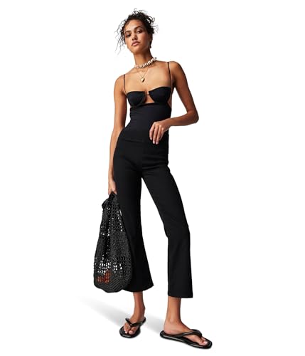 Free People in My Feelings Cropped Boot Jeans Solid Black XS (Women's 0-2)