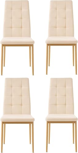 DUPI Pack 4 Sillas Comedor Denia, Silla Tela, Silla Patas de Metal (4 Unidades Beige)