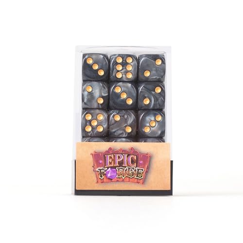 Epic Forge - Conjunto de 36 dados de 6 faces - 12 mm - preto