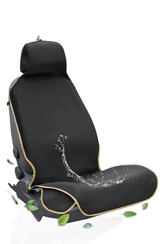 AUTHENTICS Chill-Light 軽量 薄型 軽/普通車 シートカバー 防水 抗菌 消臭 蒸れない 夏快適 簡単 脱着 汎用 洗える 頻繁脱着向け アウトドア ドライブ用 (サンドベージュ, 1)