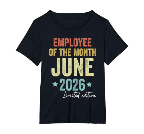 Employee of the Month June 2026 Vintage T-Shirt, Women's Plus, Black, 2X