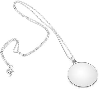 Hanging Magnifier, Portable 5X Magnifier Kireina Monocle Lens with Hanging Necklace for Reading Crafts Needlework Jewelry Hobbies(Silver)