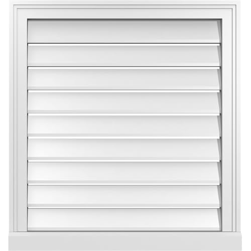 Ekena Millwork GVPVE26X2803SF Vertical Surface Mount PVC Gable Vent, Factory Primed White