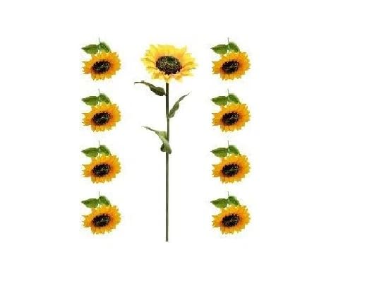 Giant Artificial Sunflower 107cm Tall with 25cm Flowerhead, 1 Meter Single Stem, Yellow, Available in 1, 5, 10 packs (10)