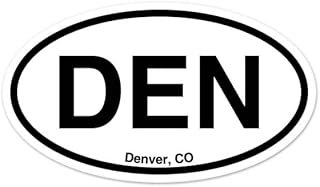 DEN Denver Colorado Oval Vinyl Car Bumper Window Sticker 3" x 2"